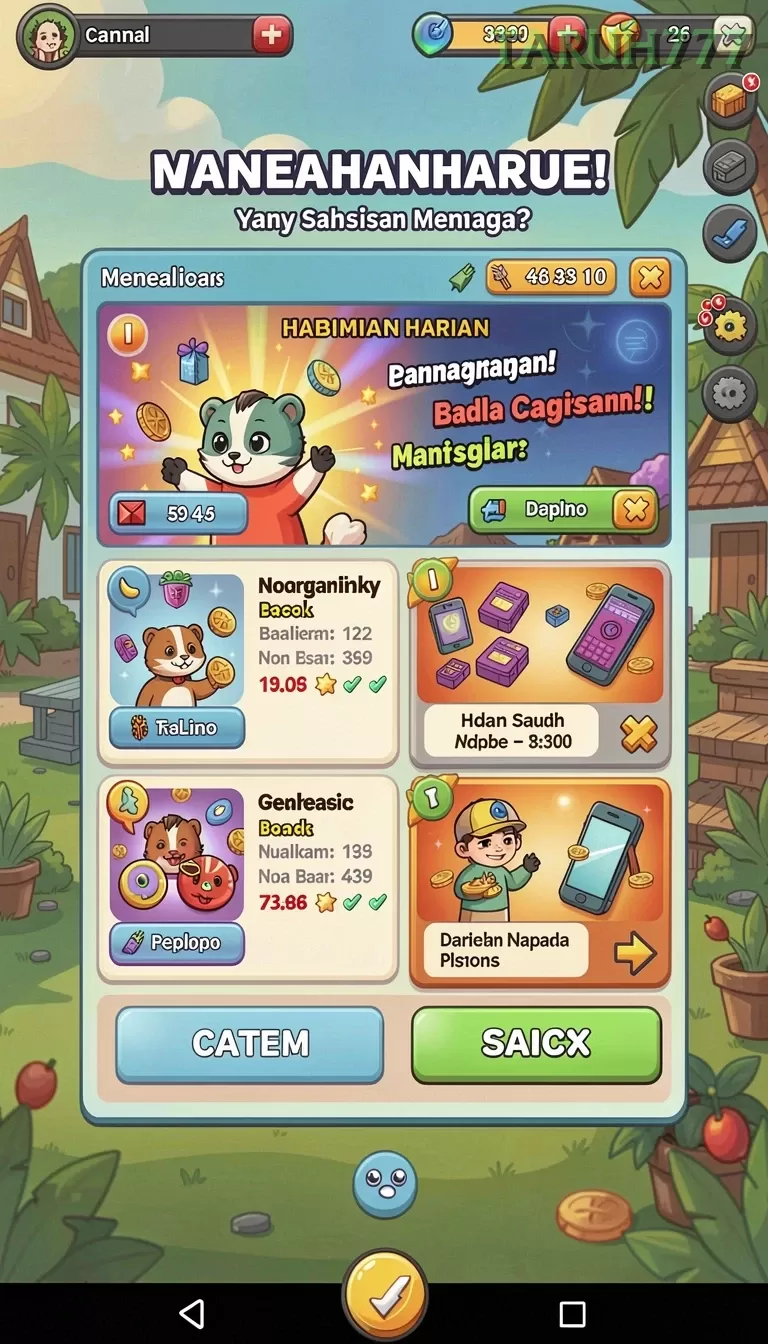 Cuplikan layar SAKTI77 — menu navigasi